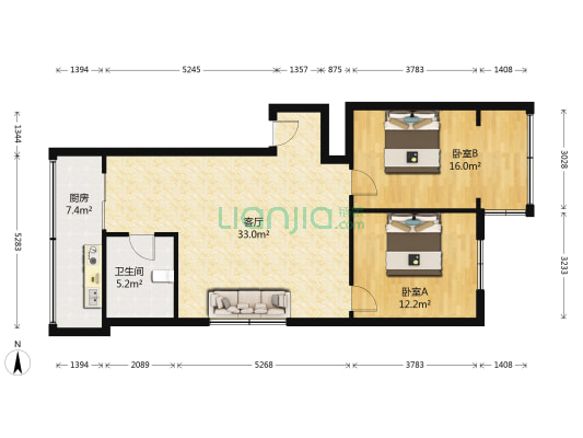 鑫欣家园 2室1厅1卫 92平方
