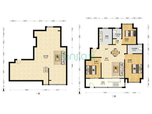 龙湖鑫基华德·天璞 3室1厅2卫 211平方
