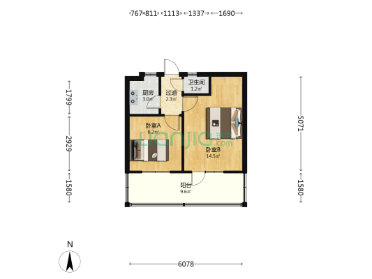 文化局家属院 2室0厅1卫 42平方