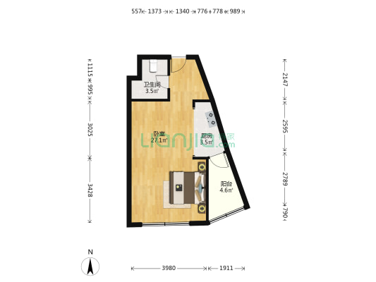 嘉汇国际广场 1室0厅1卫 62平方