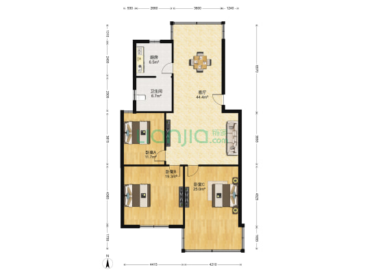 茂贤小区 3室1厅1卫 120平方