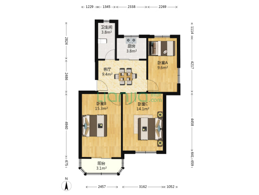 绣衣新村东区 3室1厅1卫 75平方
