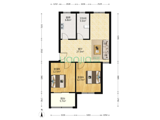 舒乐小区 2室1厅1卫 74平方