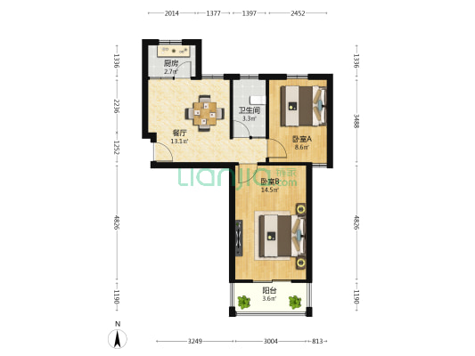 育新新村 2室1厅1卫 56平方