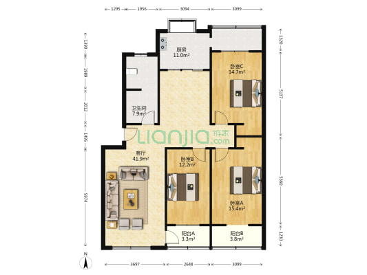 水环所隆兴小区 3室1厅1卫 138平方