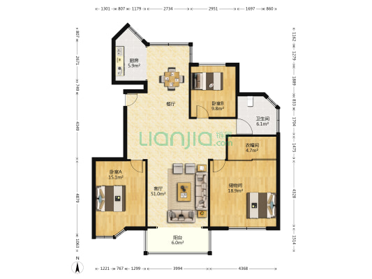 兆丰嘉园 2室1厅1卫 148平方