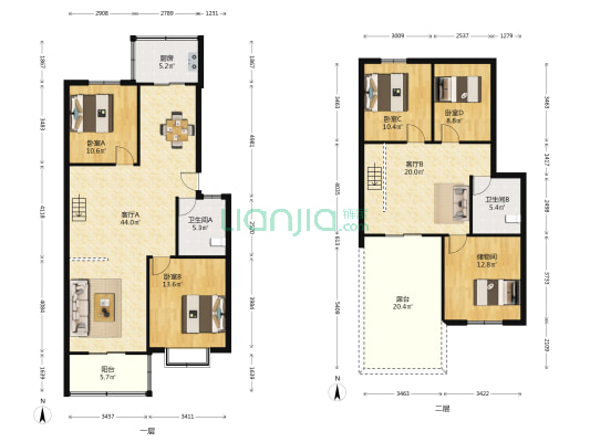 庐南星河家园东区 4室2厅2卫 100平方