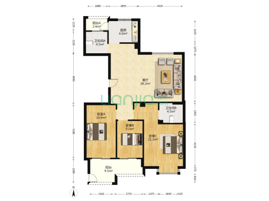 广润嘉苑 3室1厅2卫 150平方