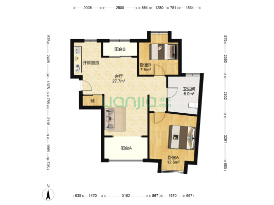 康桥水都(公寓) 2室1厅1卫 78平方