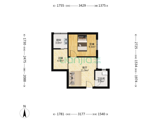 嘉和苑(渝中) 1室1厅1卫 47平方