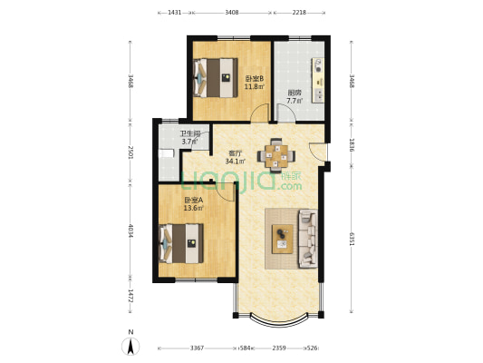 丽晶大厦 2室1厅1卫 219平方