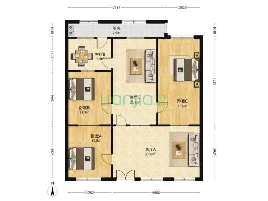 五峰路 3室3厅0卫 140平方