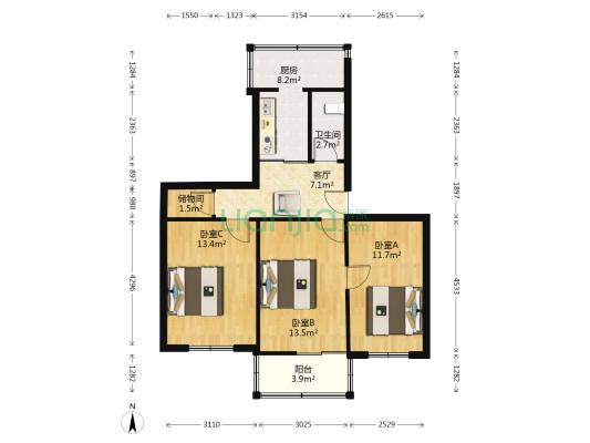 黎明一巷5号 3室1厅1卫 79平方