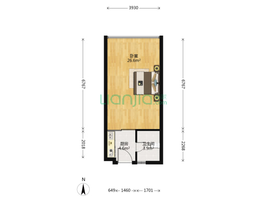 樾河南路863号昆山商厦领里广场 1室0厅1卫 48平方