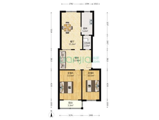 文化宫路104号 2室2厅1卫 80平方