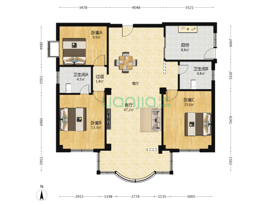 后浦综合楼 3室1厅2卫 116平方