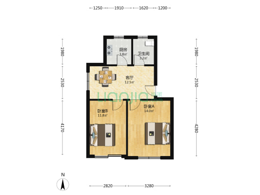 长江路263号 2室1厅1卫 60平方