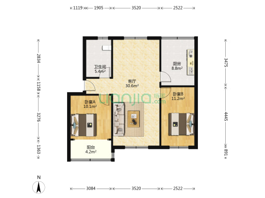 审计局家属院 2室1厅1卫 83平方