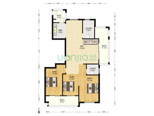 江南名苑 3室1厅2卫 142平方