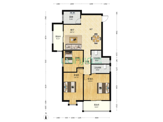盛世嘉元 3室1厅2卫 122平方