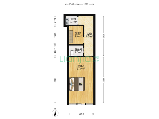 东仲小区 2室0厅1卫 38平方