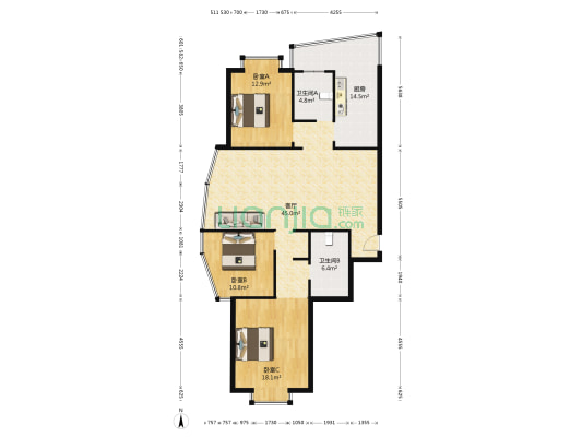 紫东星座 3室1厅2卫 160平方