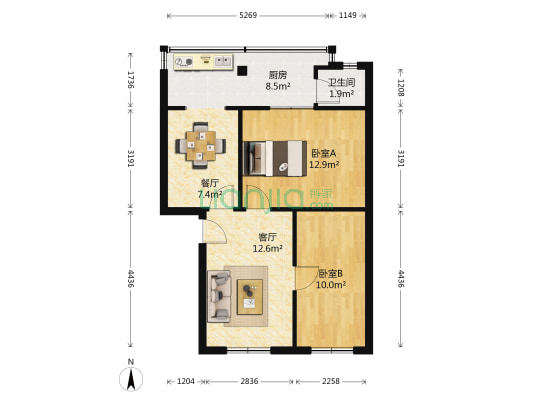 气象路32号 2室2厅1卫 52平方