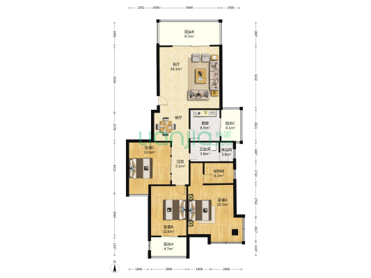 罗马佳洲 3室1厅2卫 130平方