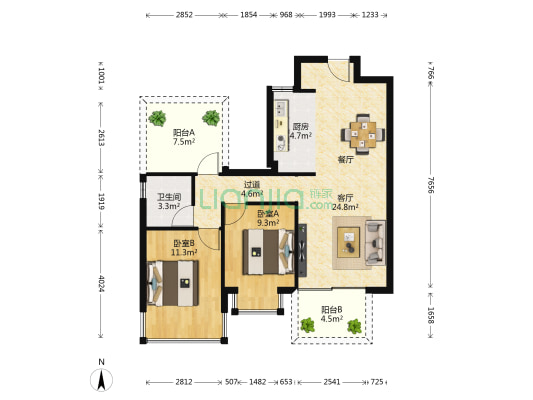 兴进珺府 3室2厅1卫 75平方