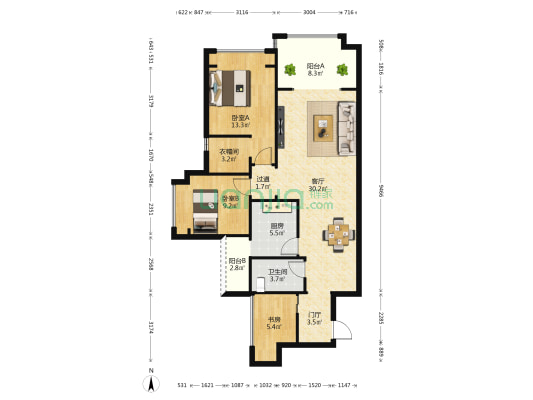 农信大院 3室1厅1卫 92平方