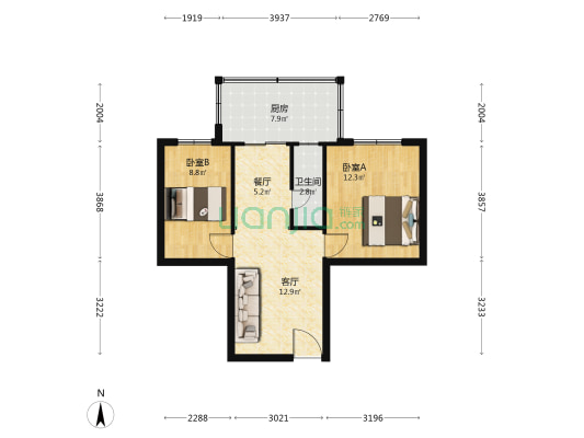 小集后街89号院 2室2厅1卫 62平方