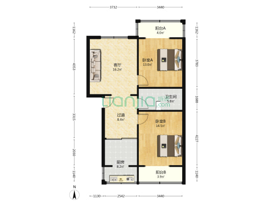 亚利 2室1厅1卫 92平方