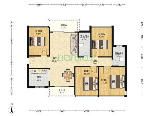 高新·云锦台 4室1厅2卫 118平方