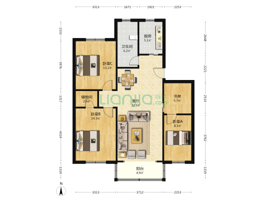 古松街小区 4室1厅1卫 112平方