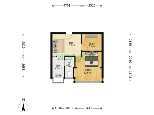 省康复中心医院家属楼 2室1厅1卫 42平方