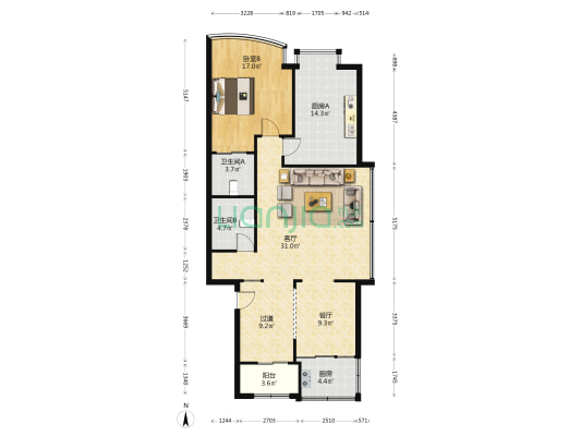 纺织五街211号 1室2厅2卫 115平方