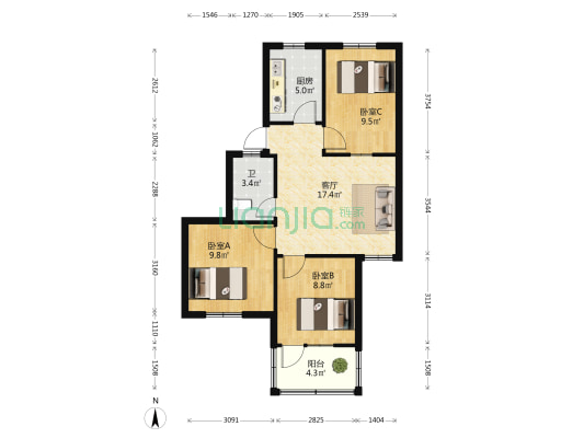 铁路家属院南院 3室1厅1卫 72平方