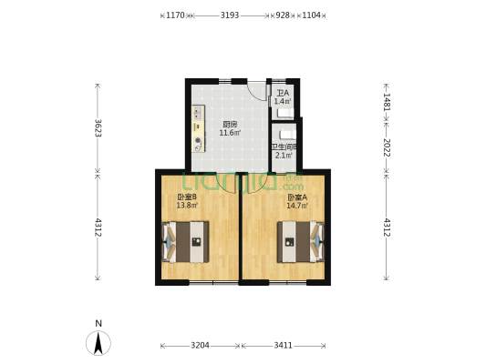 柳营新村 2室0厅2卫 57平方