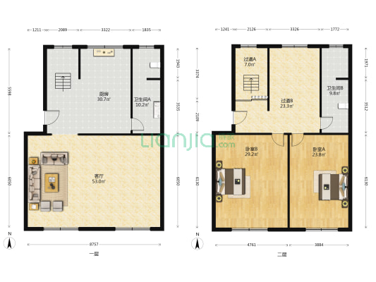 圣井家园 2室1厅2卫 223平方