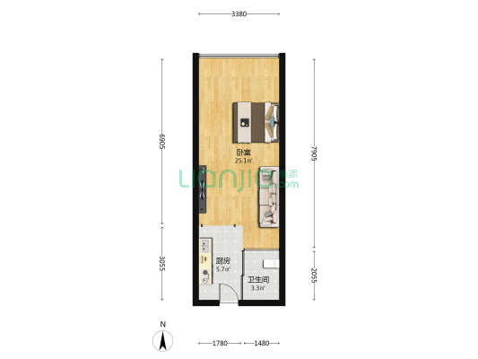 蓝色港湾 1室0厅1卫 42平方