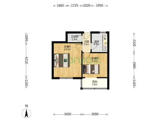 东安路200号 2室0厅1卫 45平方