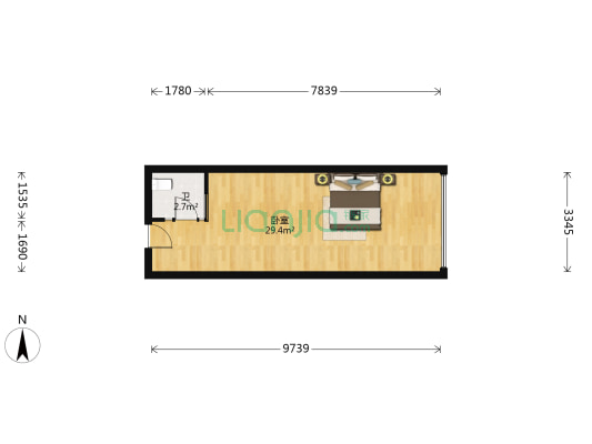 盛泽国贸中心 1室0厅1卫 50平方