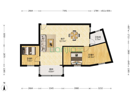 紫金楼 2室1厅1卫 82平方