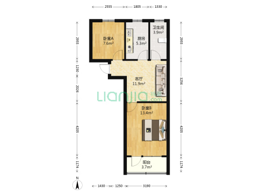 市光路60弄 2室1厅1卫 54平方