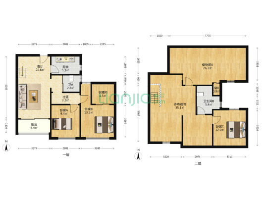 翡翠湾二期紫春庭 4室1厅2卫 86平方