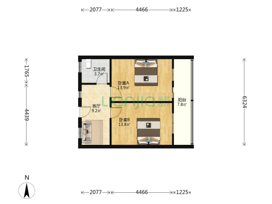 遵化路18 2室1厅1卫 64平方