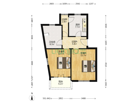 林肯公寓 2室0厅1卫 79平方