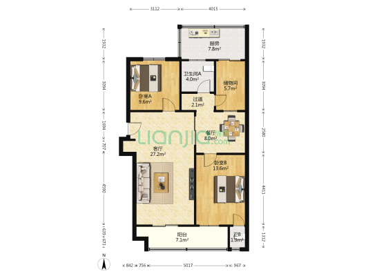 陇海西路97号 2室2厅2卫 95平方