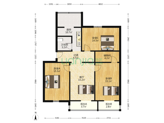 师范街4号 3室1厅1卫 112平方
