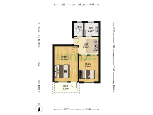 热电路北巷 2室1厅1卫 50平方